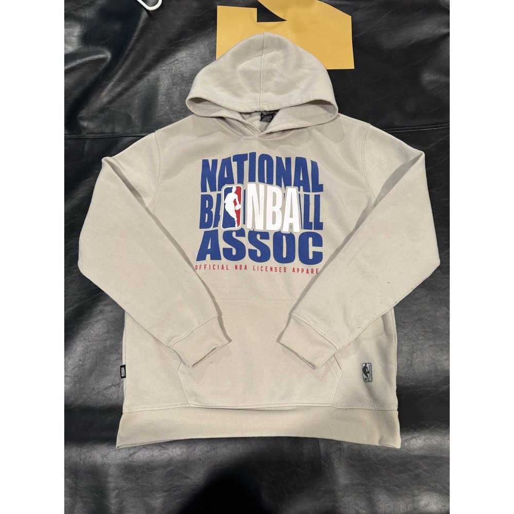 NBA Apparel Hoodie Mens Large Beige National Basketball Assoc Sweatshirt